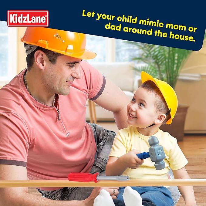 Kidzlane Tool Set for Toddlers and Kids - 20pcs Toy Tools with Electronic Cordless Drill and Tool Box - Tool Box for Kids, Toddler Boys and Girls - Kidzlane Tool Set 19 Pieces - Play Tool Kit