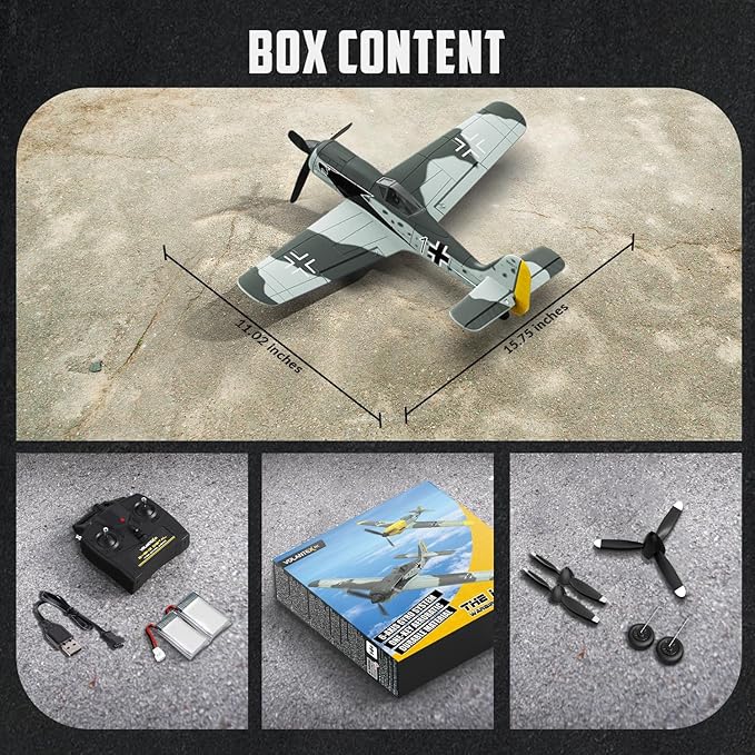 VOLANTEXRC RC Plane FW190 Fighter 4CH Remote Control Airplane RTF with Aileron, Gyro, Aerobatics & 3 Modes to Fly, Hobby Radio Controlled Warbird Aircraft for Adults, Beginners, Boys (761-17)