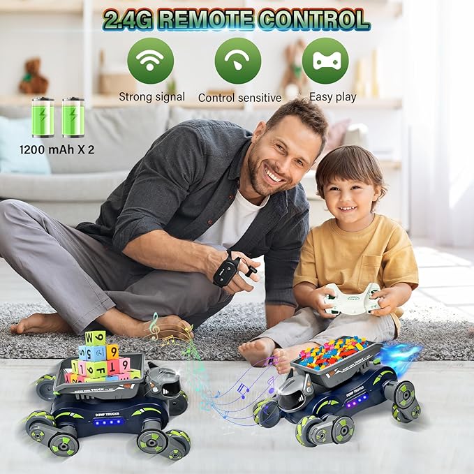 Robot Dog Toys for Boys Girls, Remote Control Car for Kids Ages 5-7, Rechargeable RC Car Stunt Kids Toys with Light Music Gesture Sensing RC Trucks Robot Toy for 8-12 Boys Girls Birthday Gift Green
