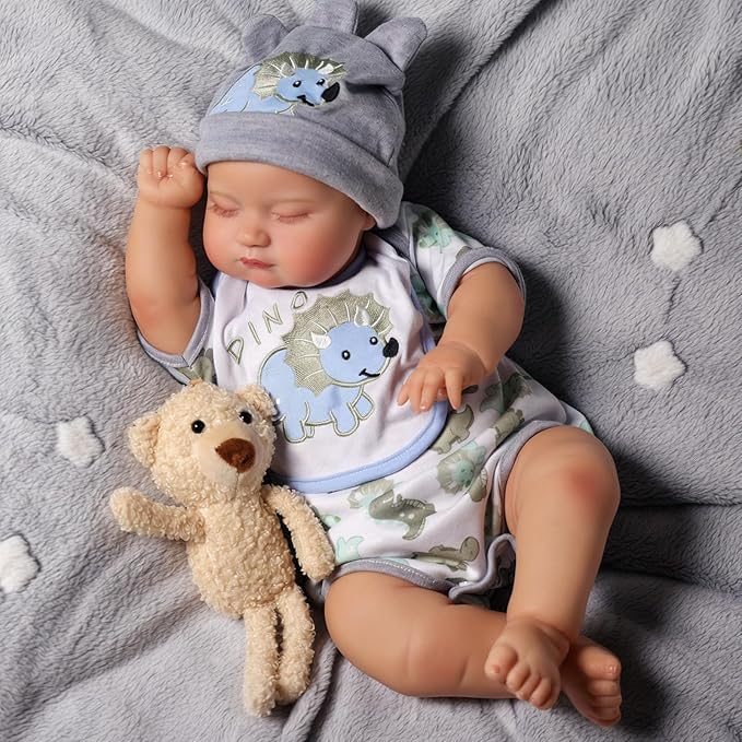 BABESIDE Lifelike Reborn Baby Dolls - 20 Inch Realistic Newborn Baby Dolls Boy Real Life Baby Dolls Full Body Vinyl Poseable Baby Boy with Feeding Kit Gift Box for Children 3+