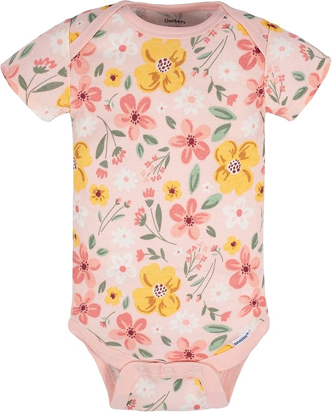 Gerber Baby Girls' 5-Pack Short Sleeve Variety Onesies Bodysuits