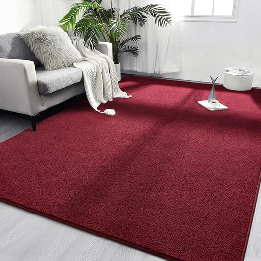 FlyDOIT Area Rugs for Bedroom Living Room, 6x9 Rose Red Super Soft Comfy Thickened Memory-Foam Indoor Carpets, Modern Aesthetic Minimalist Carpet for Boys Girls Adults Apartment Nursery Home Décor