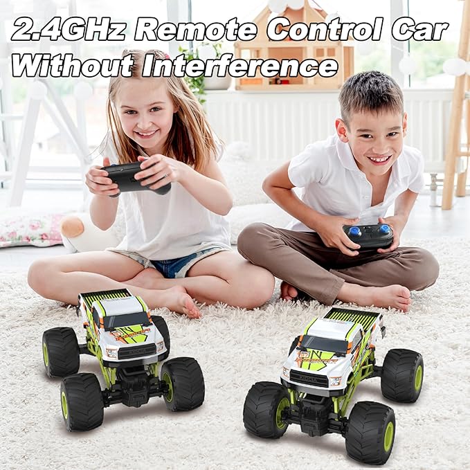 Scientoy Remote Control Car, 20KM/H Monster Truck Toys for Ages 5-7, 1:16 Scale All Terrain RC Cars for Boys & Girls Age 4-7, 2.4Ghz Off Road RC Truck, Christmas Birthday Gift for Kids