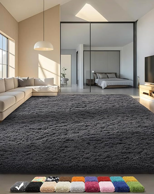 Ophanie Rugs for Living Room, 6x9 Area Rugs Large Shag Fluffy Grey Fuzzy Plush Soft Rug, Gray Shaggy Big Carpets for Bedroom, Kids Boys Girls Dorm Nursery Home Decor Aesthetic