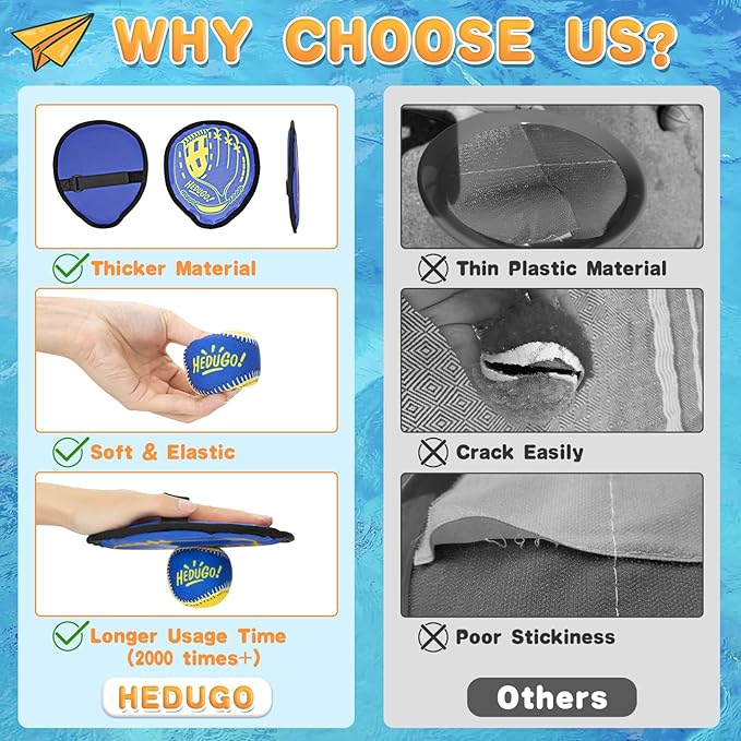 Toss and Catch Game Set Classical Outdoor Toys for Kids at The Beach, Yard, or Park Outside Games 4 Paddles 4 Balls Family Games for Kids and Adults Easter Toys Gifts