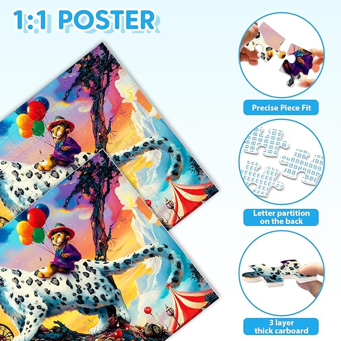 100 Piece Puzzles for Kids Ages 4-6 6-8 - Fantastic Creatures Collection Puzzle for Kids Ages 8-10 Large Piece Puzzles for Seniors Adults Jigsaw Puzzles Educational Gifts for Girls Boys Toys 4 Packs