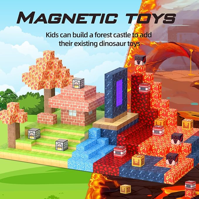 Magnetic Blocks 100 Pcs Magnetic Tiles Building Toys - Construction STEM Sensory Toys for 3-8 Year Old Boys & Girls