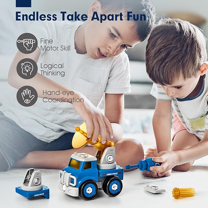 hahaland 5 Year Old Boy Birthday Gift - STEM Toys for Ages 5-7 - Toy for 5 Year Old - 5 in 1 Take Apart Trucks Transform to Robot - 6 Year Old Gifts Ideas - Boys Toys Age 4-6 Kids Construction Toys