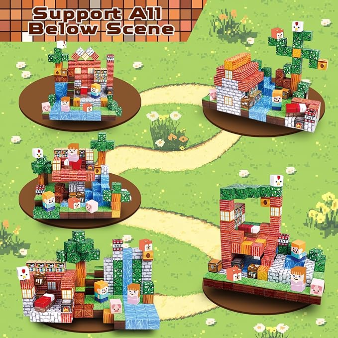 Goody King Magnetic Building Blocks|150PCS Magnetic Building Cube Game, Constructions Toys for Boys & Girls Age 3-4,5-8 9 10,STEM Montessori Stacking Toy, Sensory Tiles Birthday for Toddlers