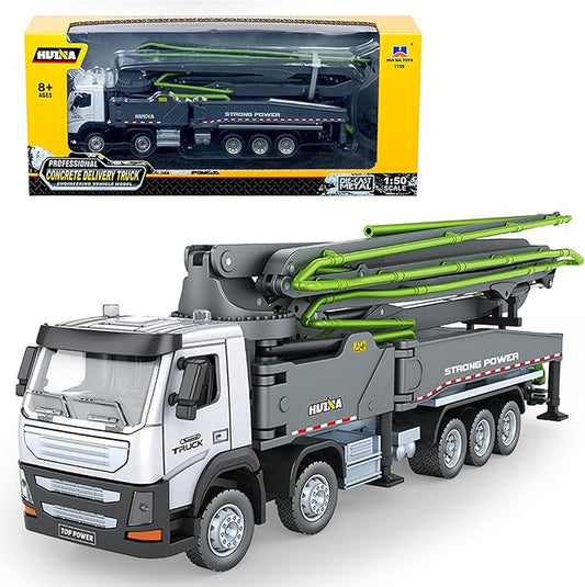 Concrete Pump Truck Construction Vehicles Toys,1:50 Scale Diecast Site Concrete Pump Truck, Toy Trucks for Kids (Green)