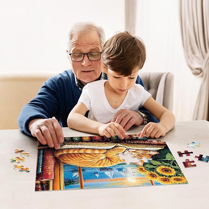 4-Pack 100 Pieces Puzzles for Kids Ages 4-6 6-8 Panda Tiger Deer Cat Puzzles 100 Pieces Jigsaw Puzzles for Kids 8-10 Year Old, Large Piece Puzzles for Seniors, Puzzles Toys for Boys and Girls