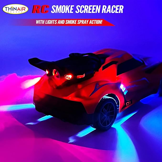 Nature Bound Remote Control Car, Smoke Screen Racer, 2.4 GHz RC Vehicle with Spraying Mist & Light for Kids, Sport Racing Hobby Toy for Boys & Girls