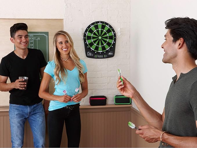 Fat Cat Sirius 13.5 Inch Compact Target Electronic Dartboard, Black and Green