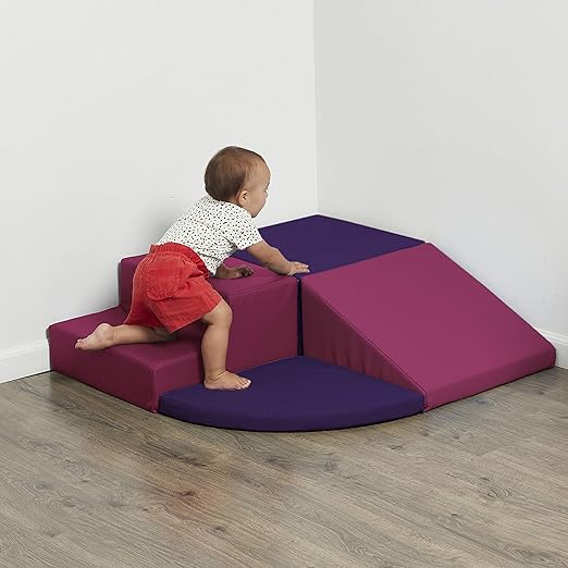 SoftScape Toddler Playtime Corner Climber, Indoor Active Play Structure for Toddlers and Kids, Safe Soft Foam for Crawling and Sliding (4-Piece Set) - Purple/Raspberry, 11619-PURS