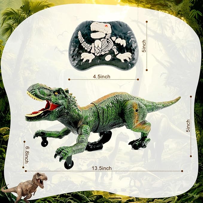 Remote Control Dinosaur for Boys 4-7, Robot Dinosaur Toys for Kids 5-7, rc Dinosaur with Realistic Legs & Spray Stream,Remote Dinosaur Toys for Kids3 4 5 6 7 Year Old boy Birthday Gift (Green)