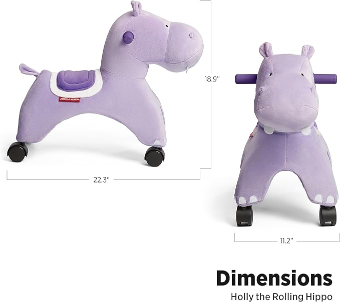 Radio Flyer Holly The Rolling Hippo, Ride On Toy for Toddlers Ages 1-3, Large