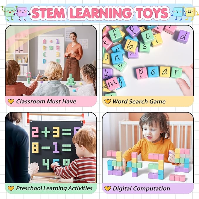 32pcs Magnetic Blocks Building Cubes for Toddlers, Classroom Must Haves Creative Learning Kids Gifts, Preschool Montessori Sensory Autism Magnet Toys for Boys and Girls Ages 3 4 5 6