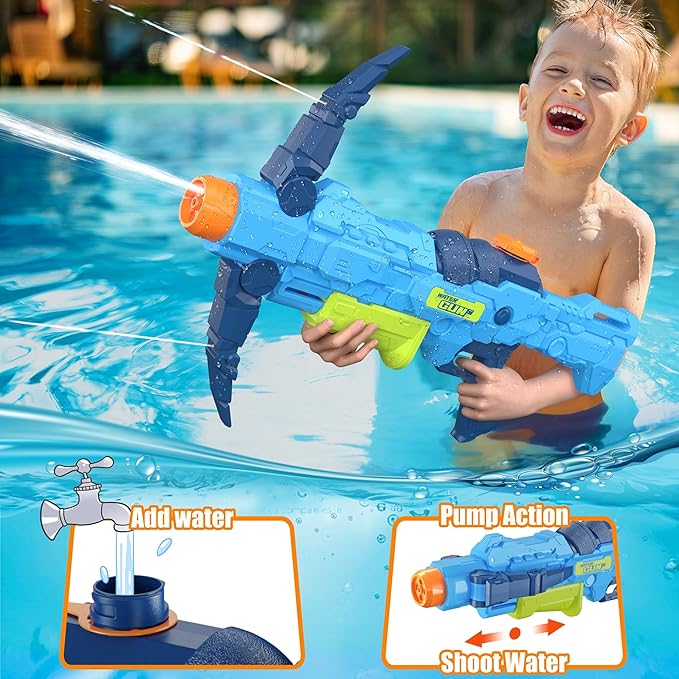 2 PCS Water Gun for Kids, Super Squirt Guns Water Soaker Blaster - 2 Nozzle, 4 Shooting Modes Switch - Crossbow Design - 26 Ft Long Shooting Range - Summer Toys Gun for Boys Girls Adults Outdoor Pool