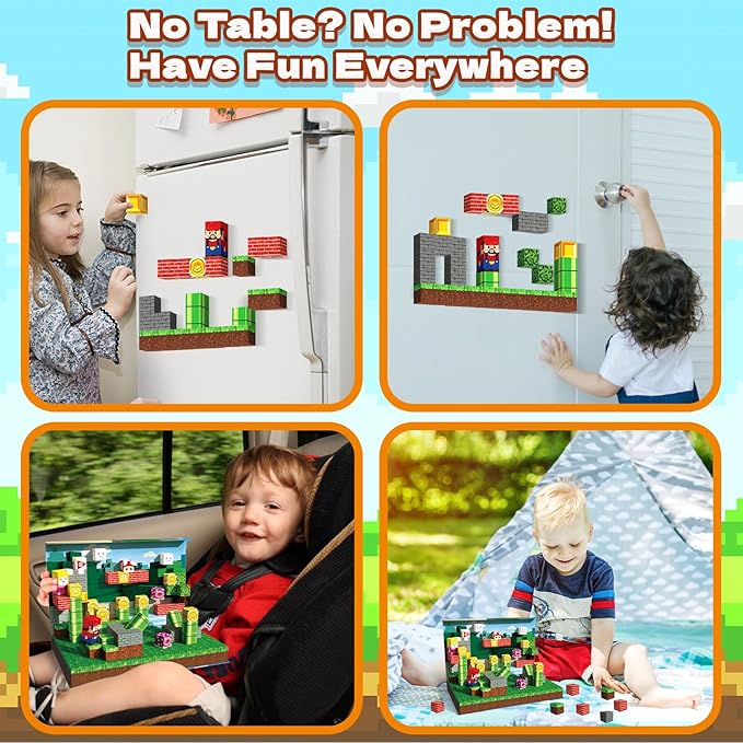 Magnetic Blocks 100PCS Magnetic Building Cubes with Multi-Functional Magnet Box Travel Set STEM Sensory Construction Toys for Boys & Girls Ages 3-5 5-7 8-12 Birthday Gifts (Brave Adventurer)