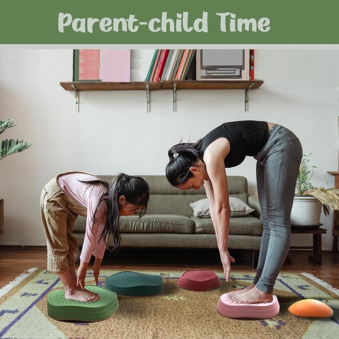 makarci stepping stones for kids, 10pcs preschool toys promoting balance coordination skills indoor or outdoor play obstacle courses also autism sensory products for toddlers