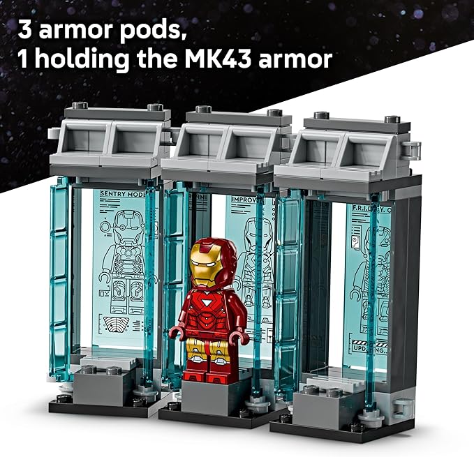LEGO Marvel Iron Man’s Laboratory: Hall of Armor Building Toy - Marvel Superhero Toy for Kids, Boys and Girls, Ages 8+ - with Minifigures and a Mech - Gift Idea for Birthdays - 76315