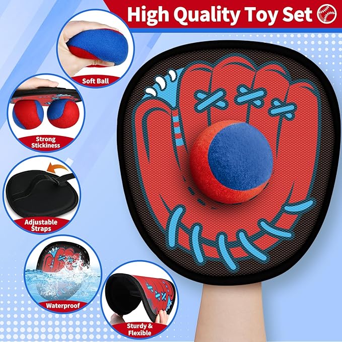 SpringFlower 4 Pack Catch and Toss Game, Toddler Catch Ball Game Set, Kids Baseball Beach Outdoor Pool Game Toy for Kids, Boys & Girls Toy for Kids Toddlers, Fun Idea Gift