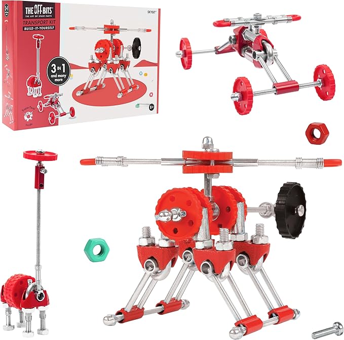 The Off Bits Build Your Own Helicopter Toy, SkyBit Transport Educational Stem Building Toys for Boys and Girls 8–12, Stem Toys Engineering Kit, Construction Toys Steam Easter Gift for Kids and Adults