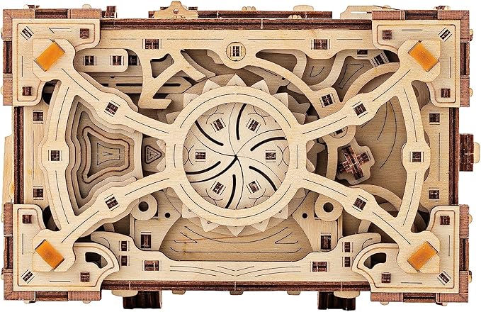Wood Trick Enigma Chest Lock Puzzle Box Wooden 3D Puzzles for Adults and Kids to Build - Engineering DIY Project Mechanical Model Kits for Adults Wooden Models