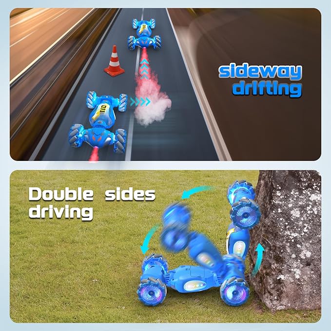 Remote Control Car,Gesture Sensing Rc Stunt Car for Boys,2.4GHz 4WD Toy Cars with Lights Music Spray Birthday Gifts for Teen & Girls,360°Rotate Transform Drift Rc Cars for Boys Age 5 6 7 8 9 10