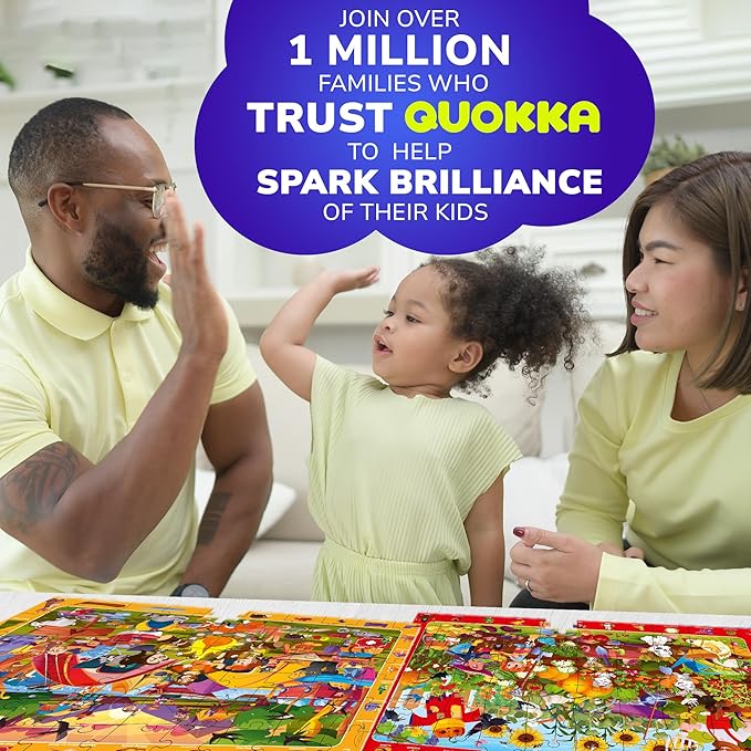 QUOKKA Puzzles for Kids Ages 6-8 - Toddler Puzzles Ages 4-6 - 4-Pack 60 Piece Search and Find Animals and Bugs Jigsaw Puzzle 5-8 - Learning Toys for 3 Year Old Boys and Girls - Educational Games Gift