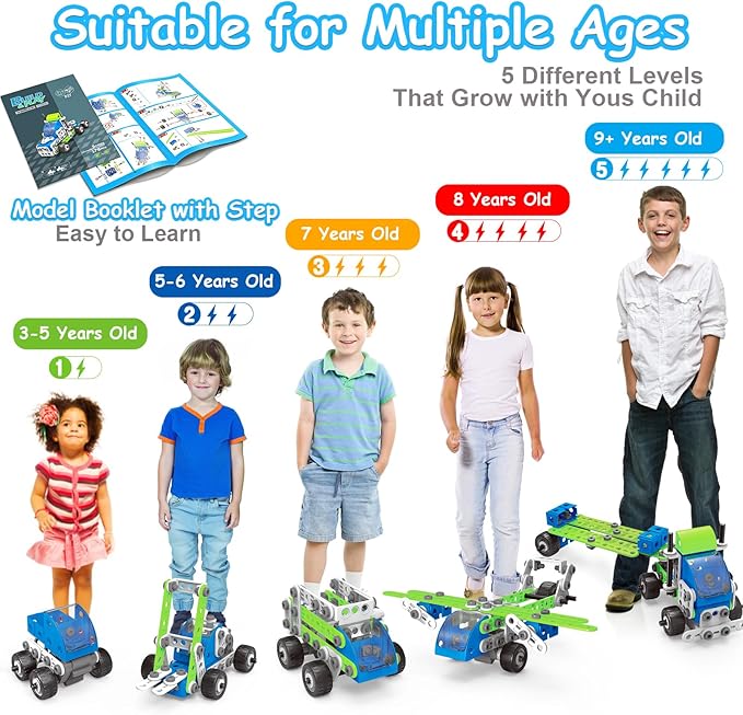 18 in 1 STEM Toys for 4 5 6 7 8+ Year Old Boy Girl Birthday Gifts Educational Building Toys for Kids Ages 4-8 5-7 6-8 Build and Play Stem Activities Construction Toy for Boys 4-6 8-10 (Pull Back Cars)