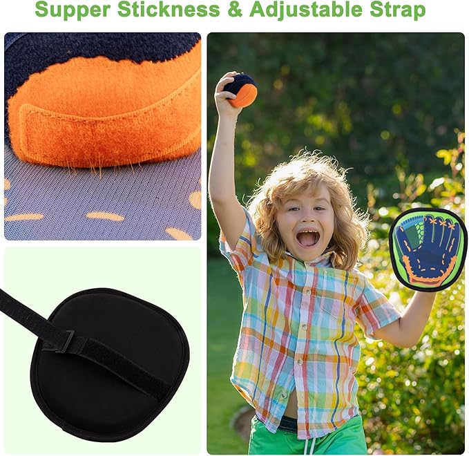 Toss and Catch Ball Game Set, Kids Baseball Games, Outdoor Pool Beach Toys, Backyard Camping Paddle Ball Toys for 3 4 5 6 7 Years Old Boys Girls Family Birthday Easter Gifts