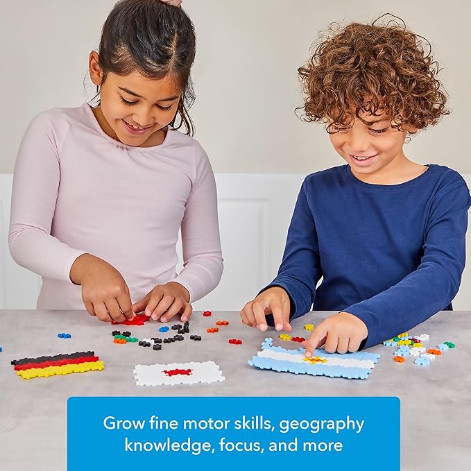 PLUS PLUS - Learn to Build - Flags of The World - 500 Pieces, Construction Building Stem/Steam Toy, Interlocking Mini Puzzle Blocks for Kids
