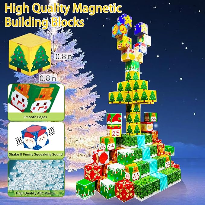 100pcs Magnetic Blocks, Mine World Building Blocks Craft Cubes for Kids 3+, Boys and Girls - 0.8IN Puzzles Toys