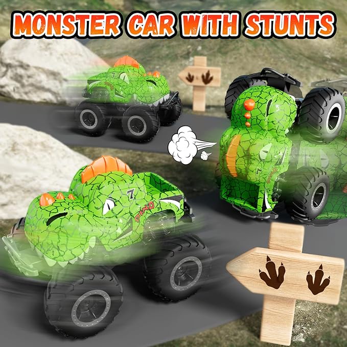 Remote Control Monster Car for Boys Age 6+, 2.4GHz Monster Cars with Light, RC Waterproof Land-and-Water Truck Toys, Birthday Gifts for Kids Boys 6,7,8-12 Years Old