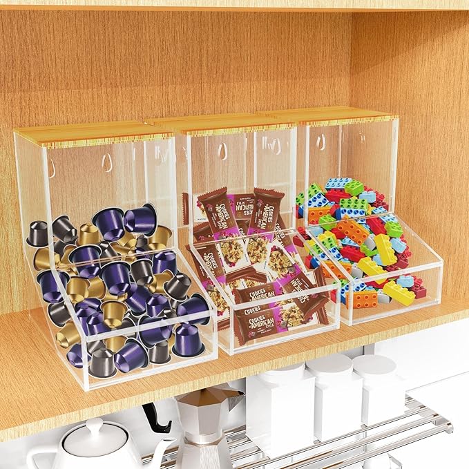 TCJJ Acrylic Laundry Pods Container & Dishwasher Pods Holder - Wall Mountable & Freestanding Dispenser with 2 Lids for Powder, Dryer Balls, Beads - Sturdy 3mm Clear Acrylic Design Fits Any Home Decor