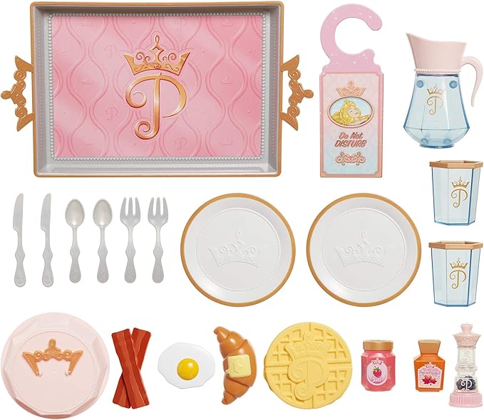 Disney Princess Style Collection Room Service Pretend Play Toy Set - with Serving Tray, Plate Cover, Pitcher & More for A Great Pretend Travel Experience - Girls Ages 3+