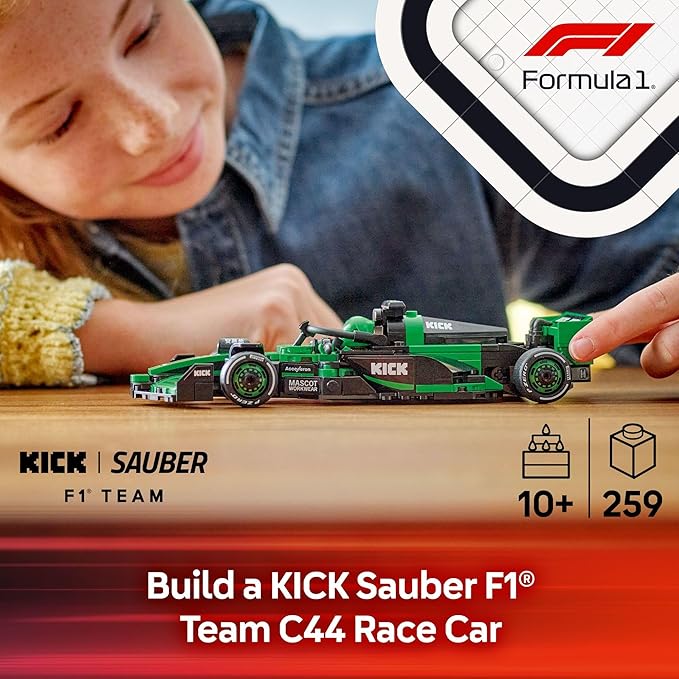 LEGO Speed Champions Kick Sauber F1 Team C44 Race Car Toy - Building Set for Kids, Boys & Girls, Ages 10+ - Toy Car for F1 Fans - Gift Idea for Birthday - 77247