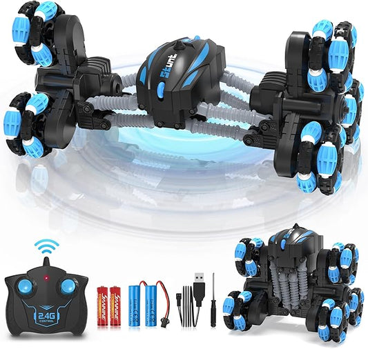 Remote Control Car, RC Transform Stunt Car 360° Flips Rotating, Drift, 90° Upright Driving RC Stunt Truck with Headlight All Terrain Toys for Ages 5-12 Kids Gifts