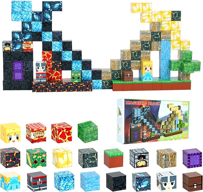 Magnetic Blocks, 3D Building Toys Set for Kids,Sensory Magnetic Cubes for Montessori Toddler,DIY Blocks Gift for Boys and Girls