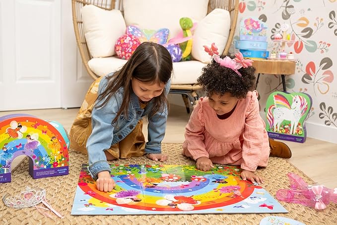 Crocodile Creek 36-Piece Jigsaw Floor Puzzle - Fun Floor Puzzles for Kids Ages 3-5 - Heavy-Duty Shaped Box for Storage - Mermaid Palace - 27" W x 20" H Finished