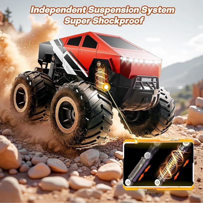 Remote Control Car Off-Road Pick-up Truck - 4WD Amphibious RC Truck Toy RC Cars for All Terrain, 1:16 Scale Hobby Monster Trucks Toys 2.4GHz Vehicles Kids Gifts for Boys/Girls Age 6 7 8 9 10-12+,Red