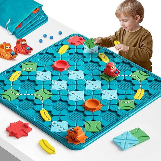 Kids Toys STEM Board Games - Large Size Logical Road Builder Educational Brain Teasers Puzzles Toys, Preschool Learning Montessori Big Board Maze Birthday Gifts Kids Boys Girls Age 4-8 Year Old