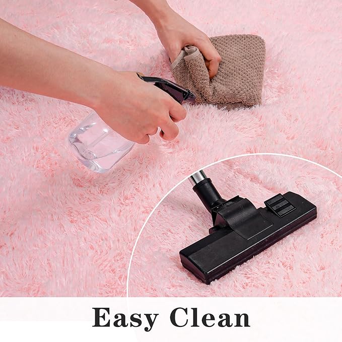 Super Fluffy Throw Rugs for Bedroom, Modern Shag Pink Area Rug, Soft and Cozy Plush Small Carpet for Kids,Girls Boys and Teens Decorations for Living Room Dorm Nursery Classroom, 2x3 Feet