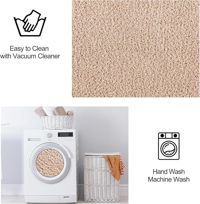 FlyDOIT Area Rugs for Bedroom Living Room, 5x8 Ivory Super Soft Comfy Thickened Memory-Foam Indoor Carpets, Modern Aesthetic Minimalist Carpet for Boys Girls Adults Apartment Nursery Home Décor