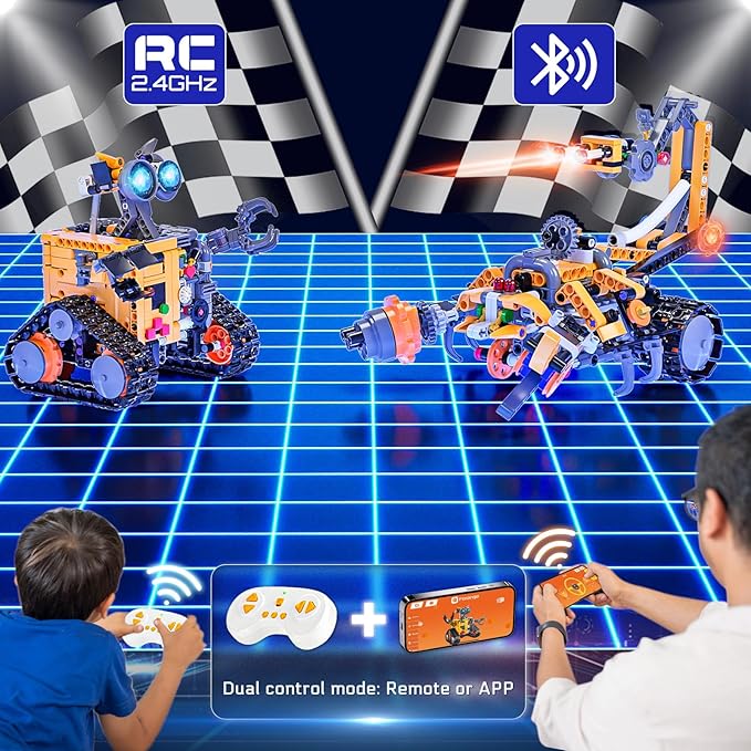 Robot Building Kit for Kids and Adults, Rechargeable 4-in-1 Remote/APP Controlled RC Robotics Kit, Coding Science Projects STEM Toys, Birthday Gifts for Boys Ages 8-12+ (588 Pcs)