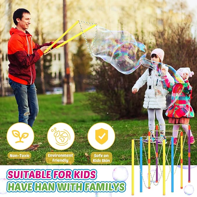 8 Pieces Giant Bubble Wands Big Bubble Wands for Kids Outdoors Bubble Toy for Birthday, Outdoor Activities, Party Favors, Giant Bubble Solution Not Included (Assorted Color,Practical)