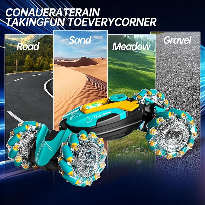 Remote Control Car, RC Gesture Control Stunt Car, 4 WD, 360° Rotation with Lights and Music, 2.4Ghz Hand Controlled Remote Control Twister Cars for Kids Gift 6-12 Years Boys and Girls
