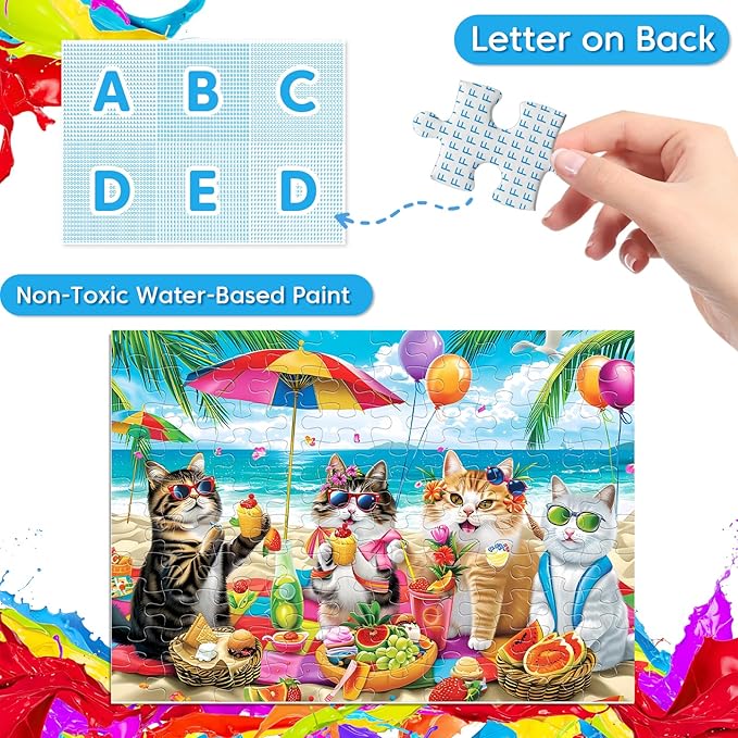 100 Piece Puzzles for Kids Ages 4-6 - Cats & Dogs Party Jigsaw Puzzles - Cute Puzzles for Kids Ages 8-10 Kids Puzzles Ages 5-8 Educational Search & Find Toy Preschool Puzzles 4-Pack 15"x11"