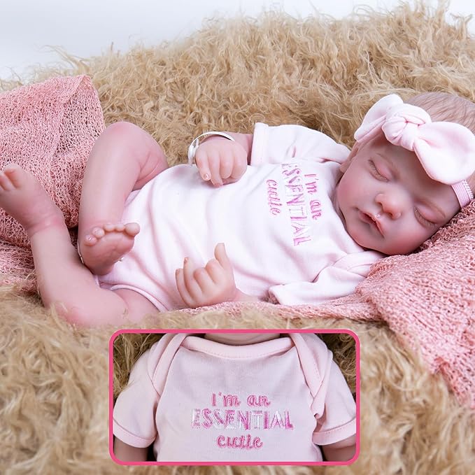 Reborn Baby Dolls Clothes Girl Pink Fashion Doll Outfit Baby Clothing 17-22 Inches Outfit Accessories Set for Lifelike Newborn Girls